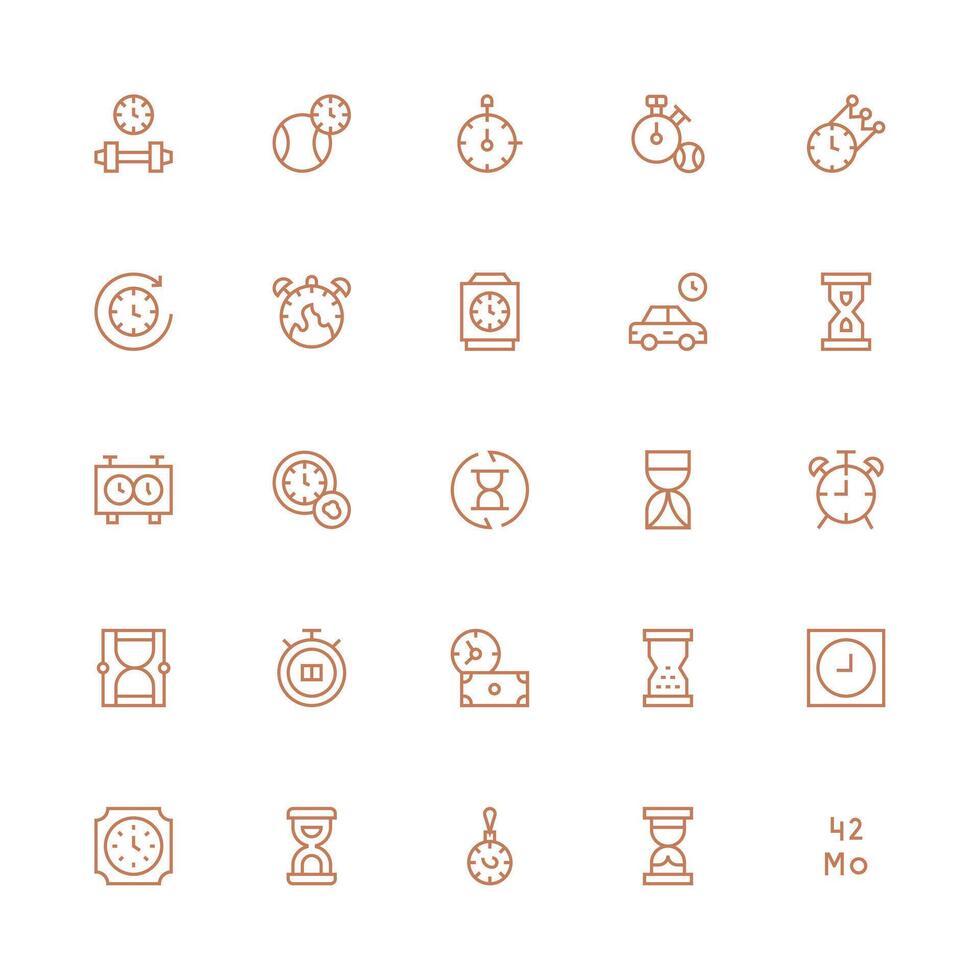 25 Medium Stroke Outline Designs for Duration Icons Clear and Concise Icon Set Collection vector