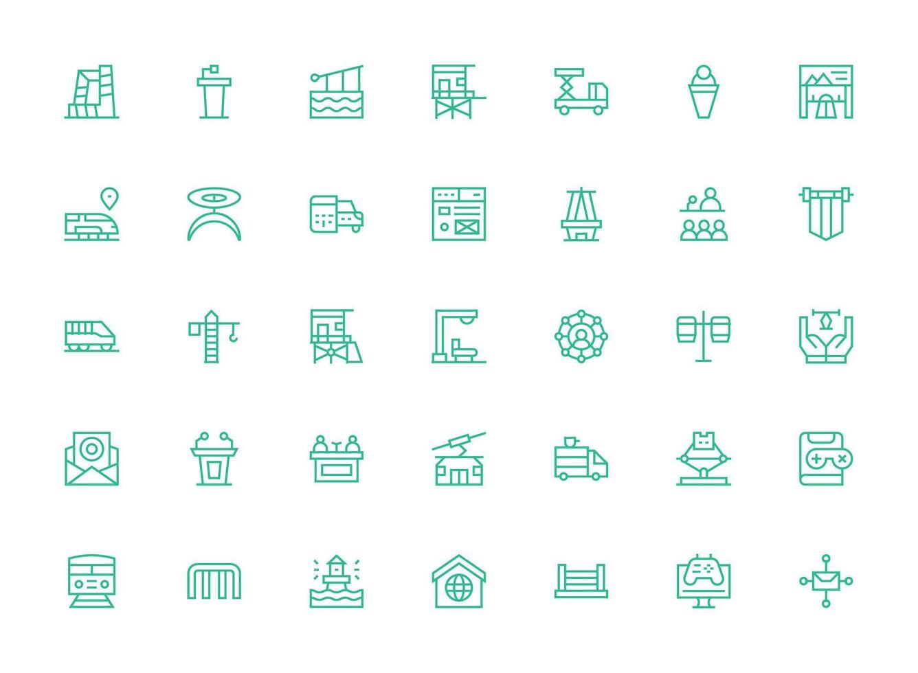 Platform Set with 35 Regular Clean Line Icons Essential Icon Set for Teams vector