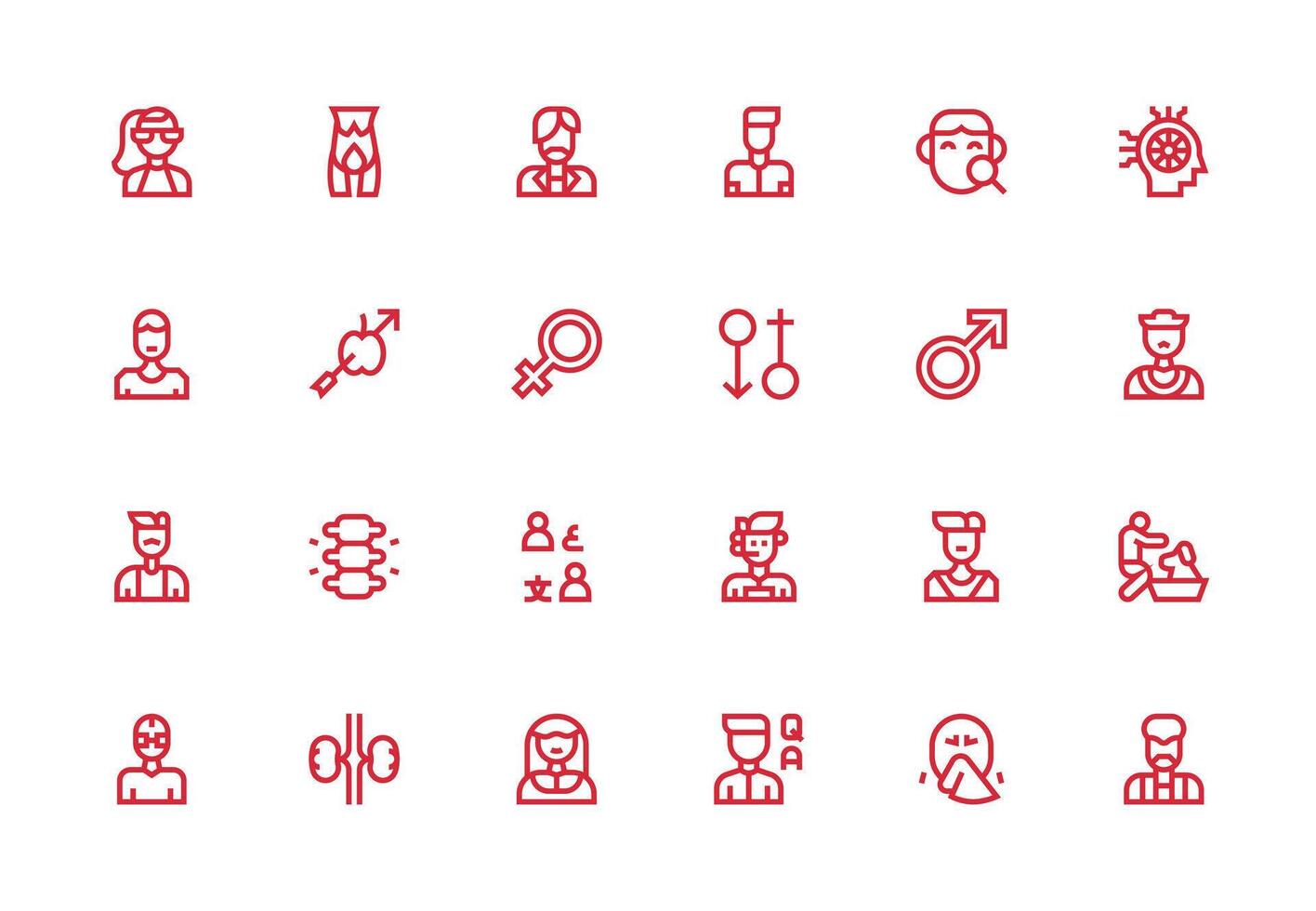 24 Icons for Human in Thick Line Line Format Simple Icons for Interface and Wireframes vector