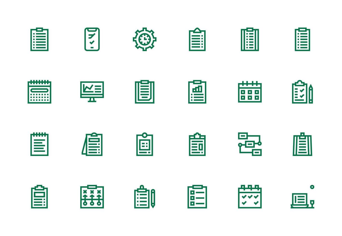 Tasks Design Icons featuring 24 in Thick Line Line Style Line Icon Collection vector
