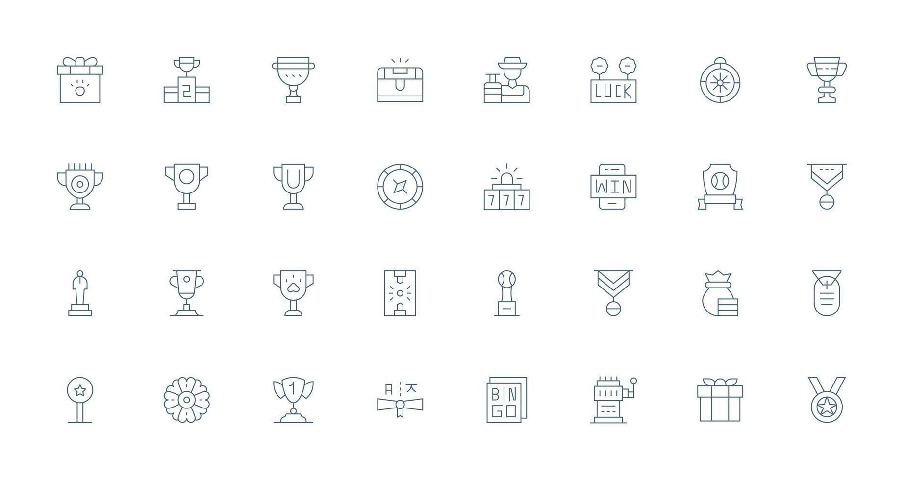 32 Icons for Prize in Thin Line Format Interface Icon Collection vector