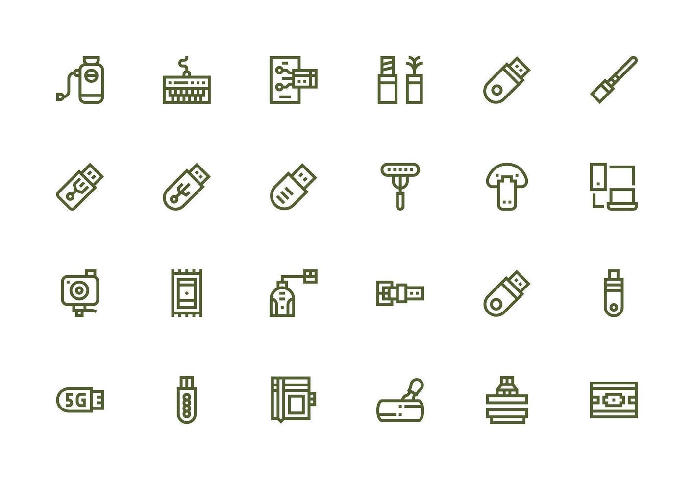 Usb Set with 24 Thick Line Line Icons Scalable Icons for All Themes vector