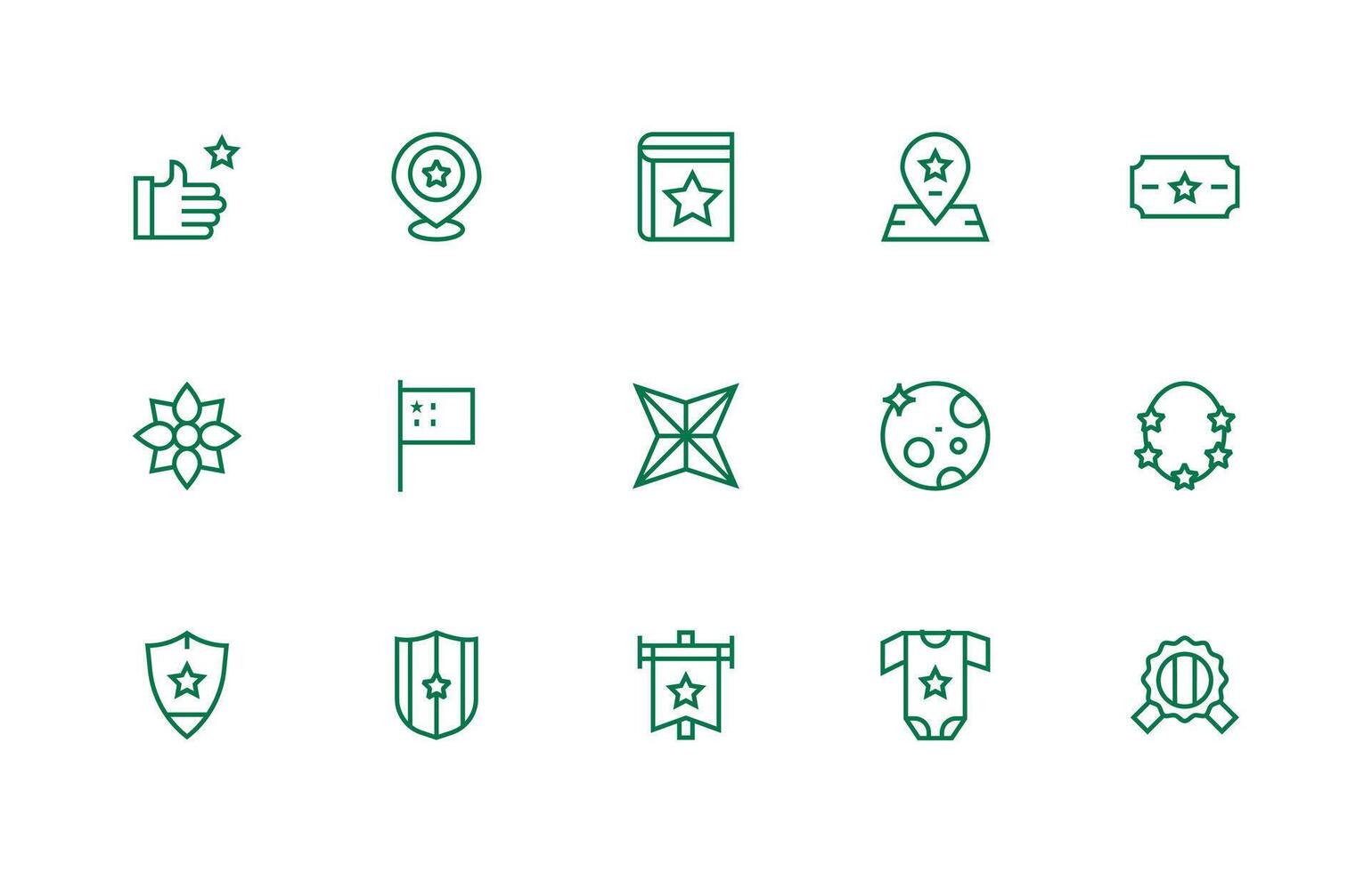 15 Regular Line Vectors for Star Theme Multi-Purpose Icon Pack for Templates