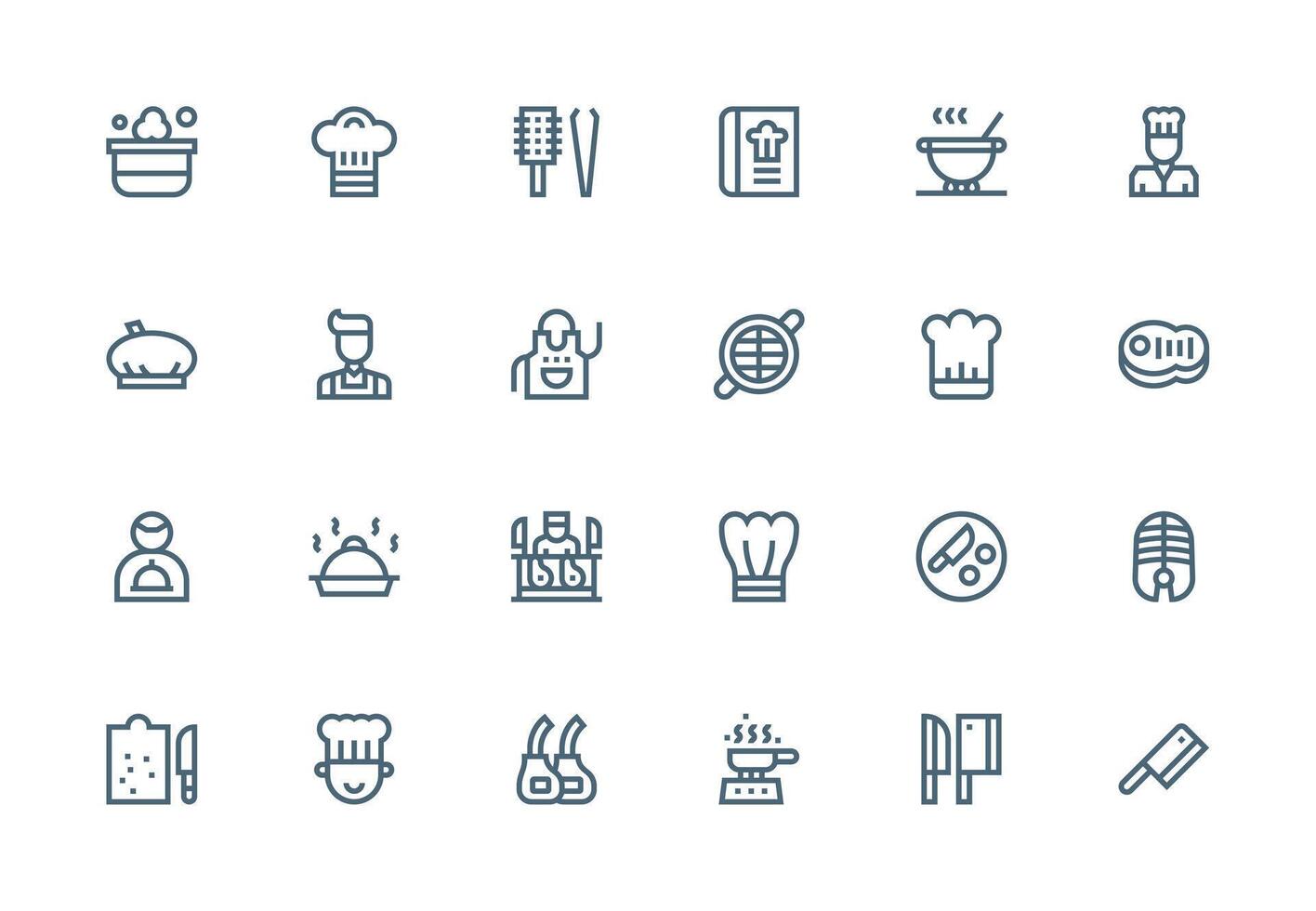 Thick Line Line Style Chef Icons with 24 Vectors UI Icon Set