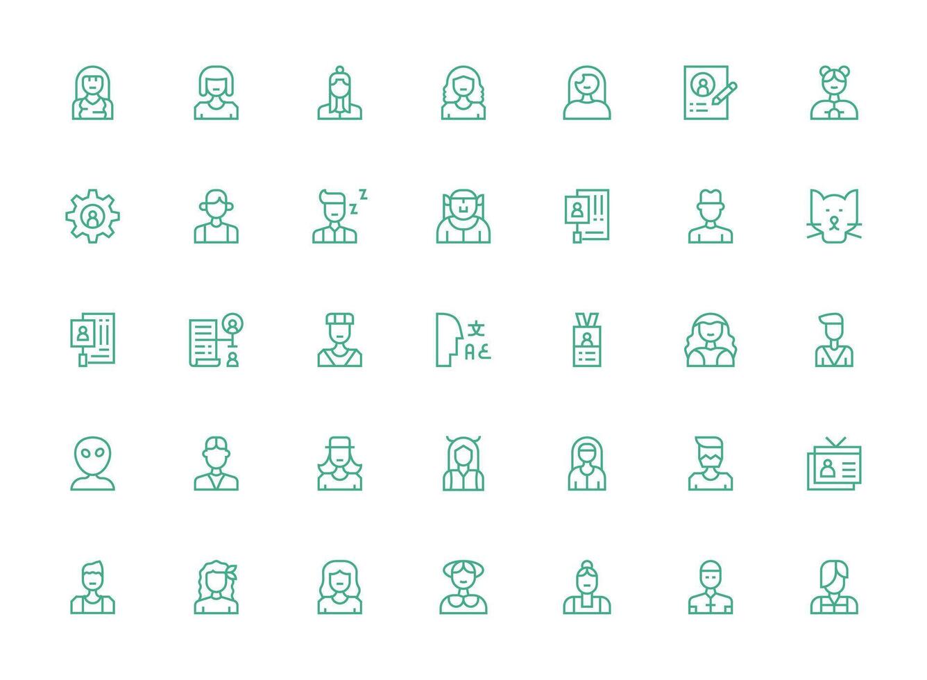 Regular Clean Line Icons from Profile Picture Set with 35 Vectors UI-Ready Icon Collection