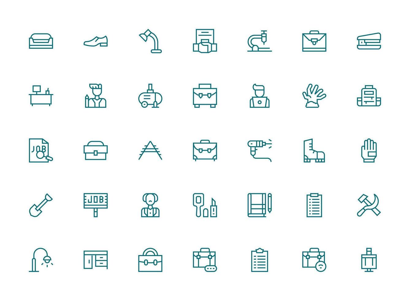 35 Regular Clean Line Style Icons from Work Collection All Device Compatible Icon Set vector