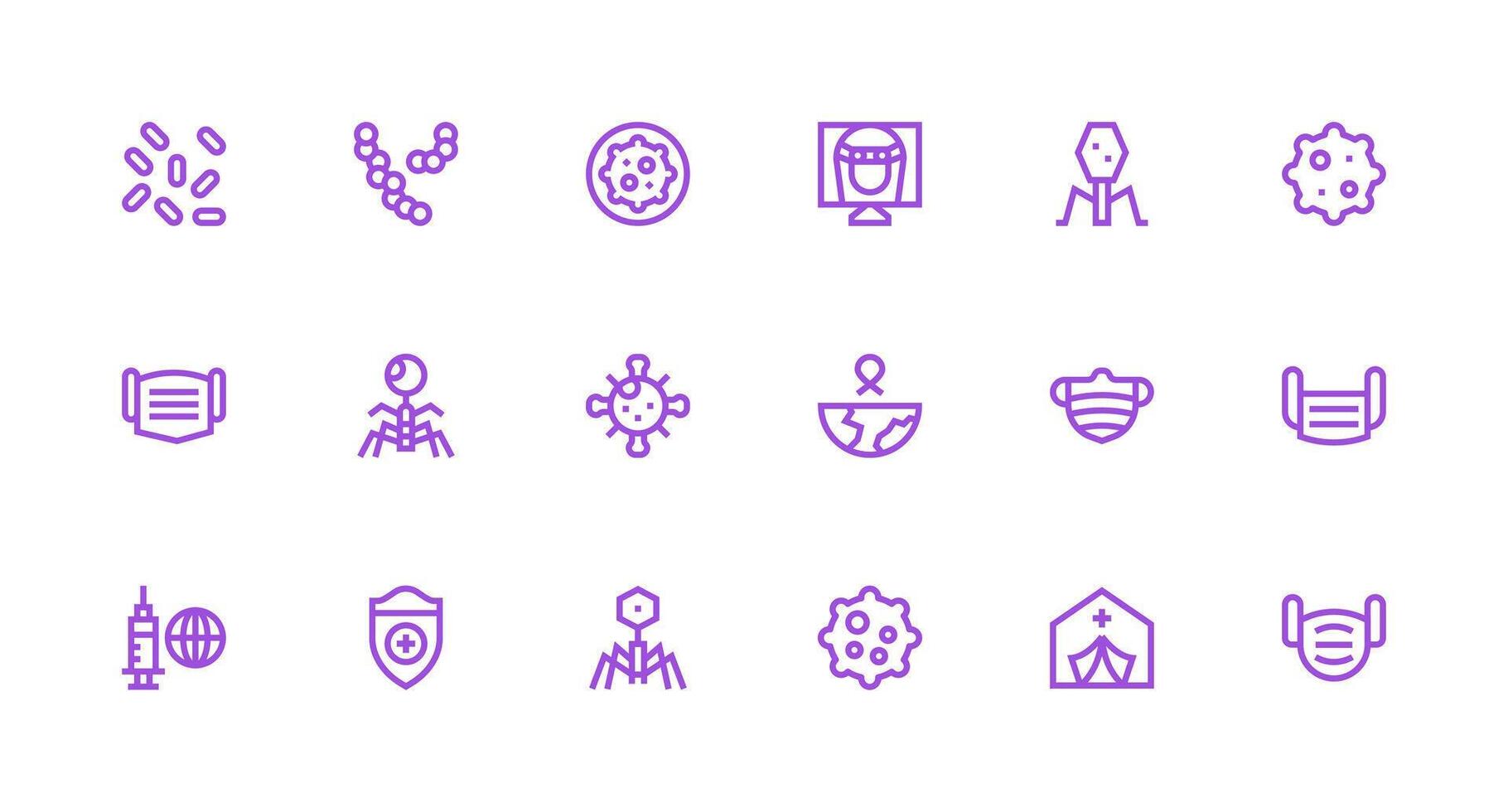 Strong Stroke Line Icons from Pandemic Set with 18 Vectors Compact Icon Set