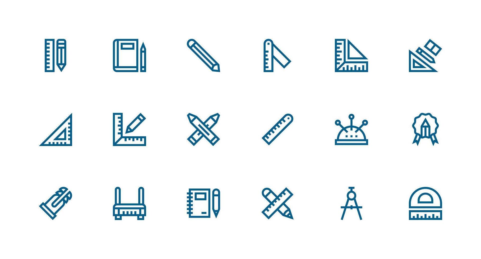 Drafting Icon Collection with 18 Strong Stroke Line Designs Multi-Style Icons for Creative Projects vector