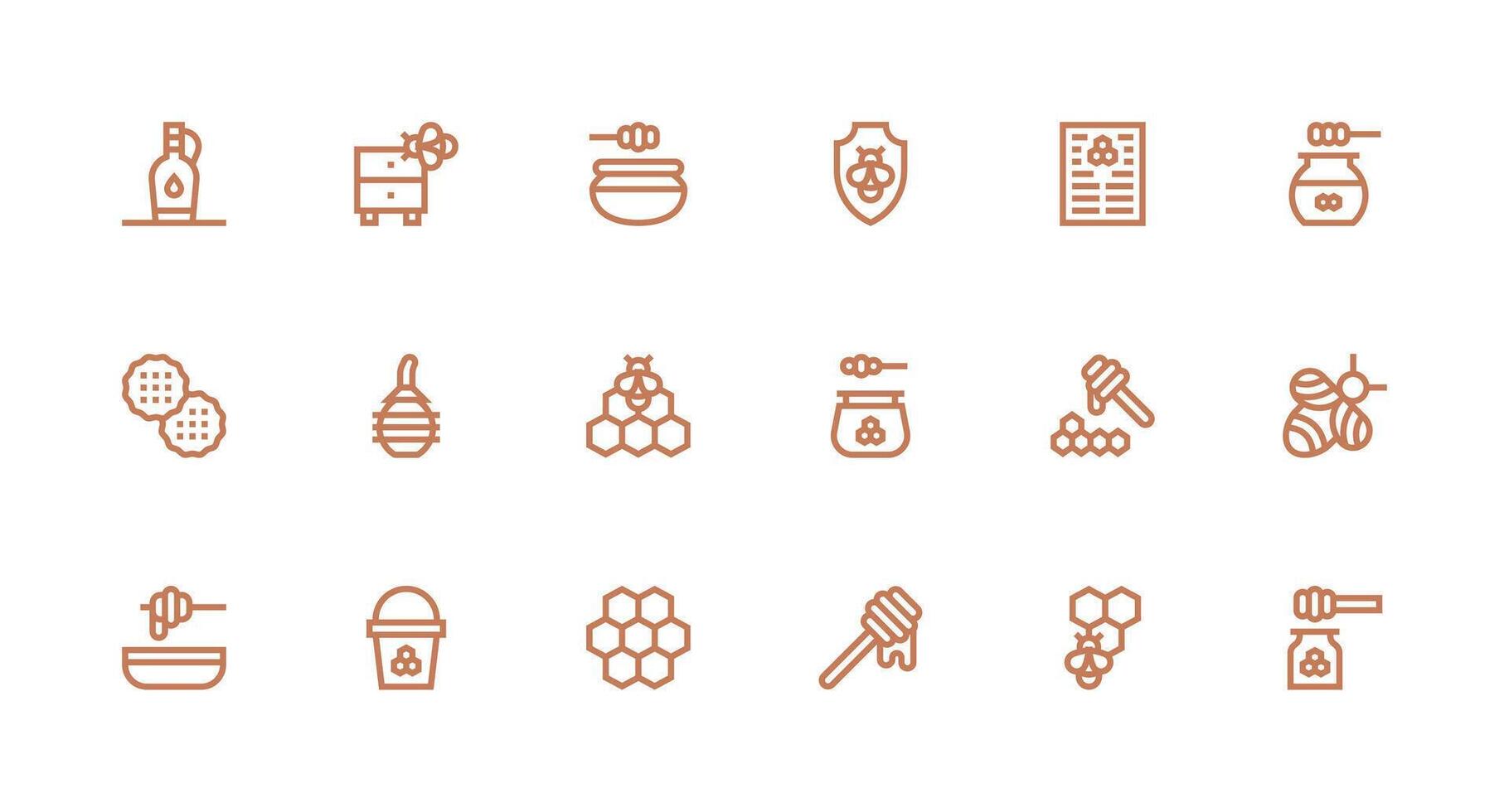 18 Strong Stroke Line Icons for Honey Graphics Icon Set for Projects vector
