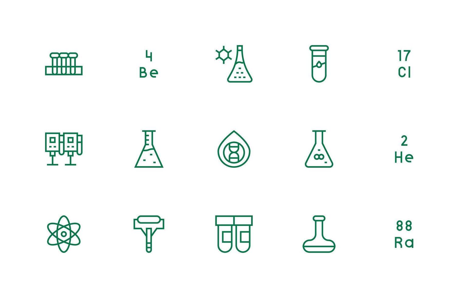 Chemistry Icon Set with 15 Regular Line Graphics Multi-Purpose Icon Pack for Templates vector