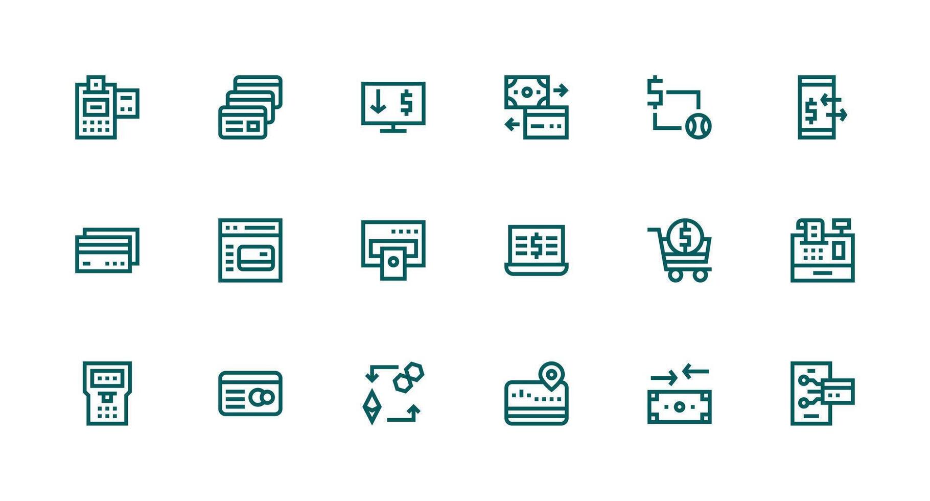 Payment Processing Icon Set with 18 Strong Stroke Line Graphics Reliable Icons for All Interfaces vector