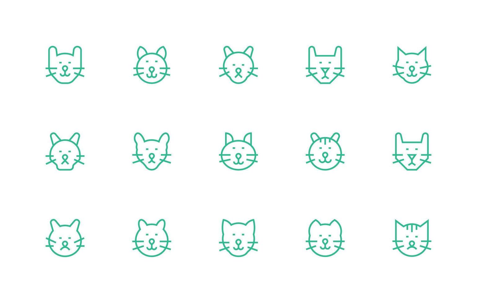 Feline Set with 15 Regular Line Icons Customizable Icon Series for Mobile Screens vector