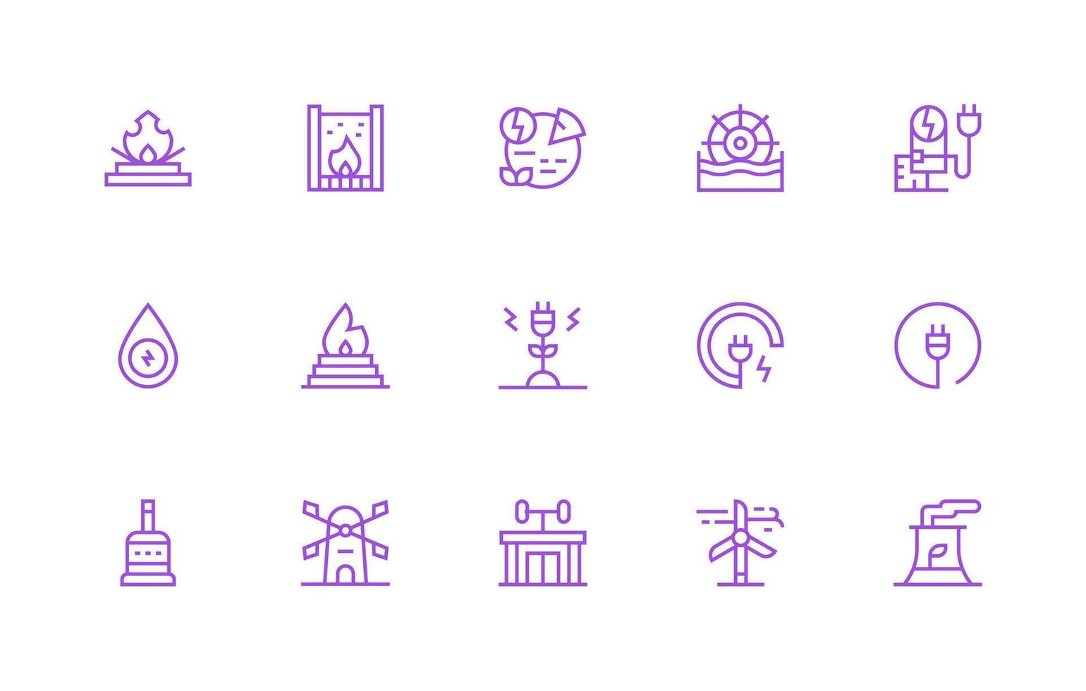 15 Regular Line Icons for Energy Source Graphics Fully Editable Icon Set for Web vector