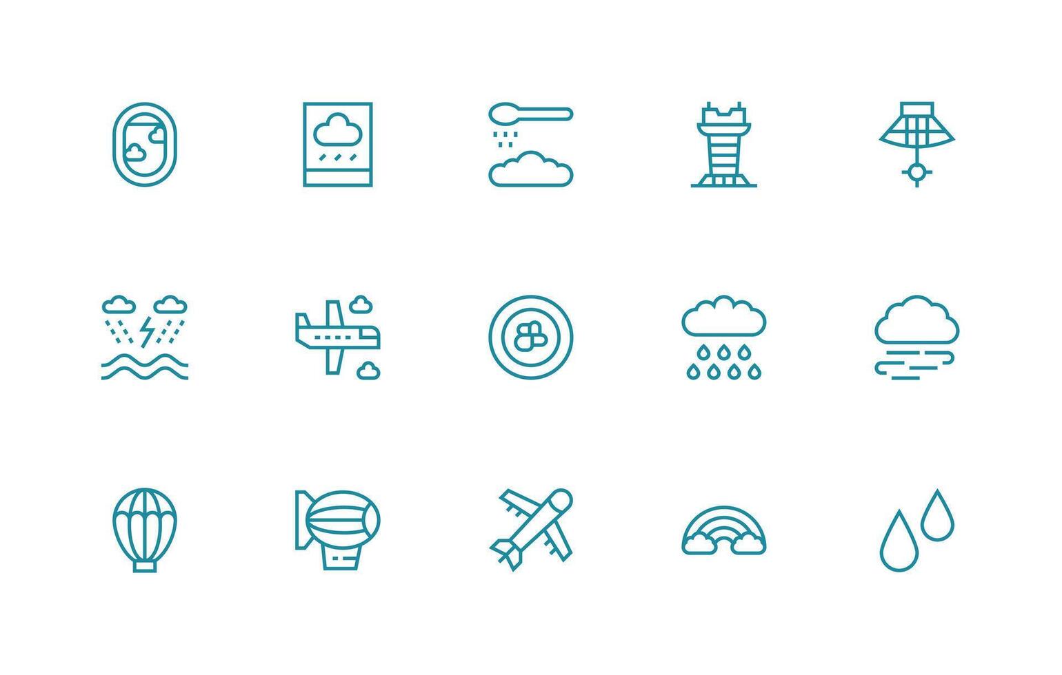 15 Icons for Sky in Regular Line Format Multi-Style Icon Collection vector
