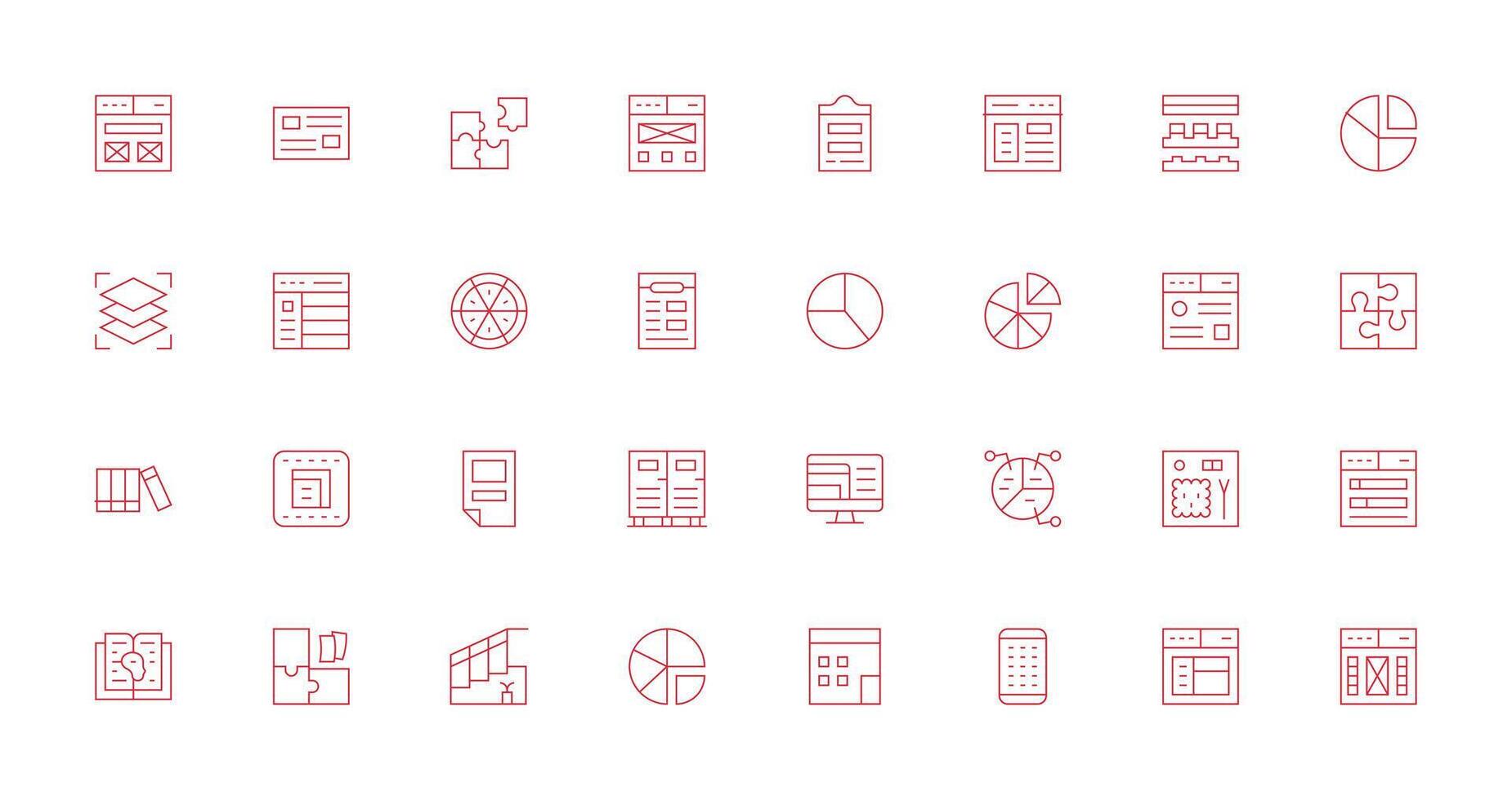 Sections Set with 32 Thin Line Icons Clean Icon Collection for Web Use vector