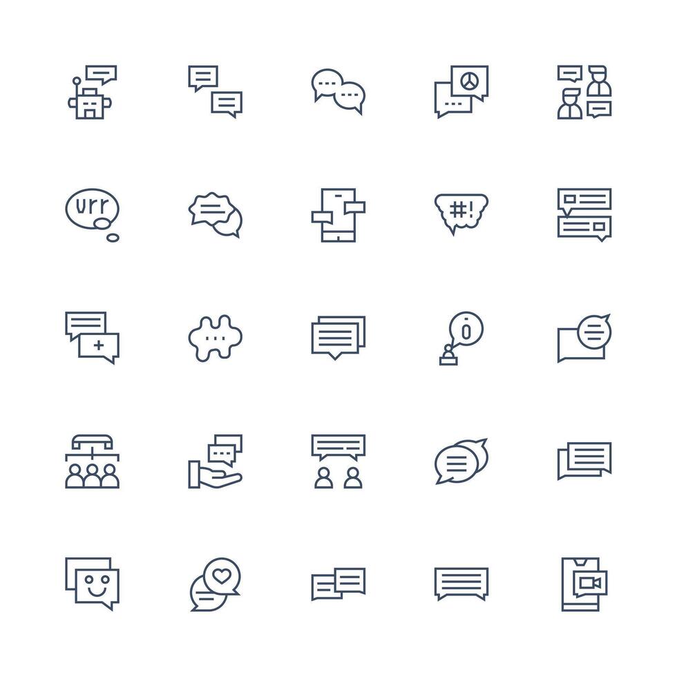 Medium Stroke Outline Style Chat Icons with 25 Vectors Quick Access Icons for UI Development