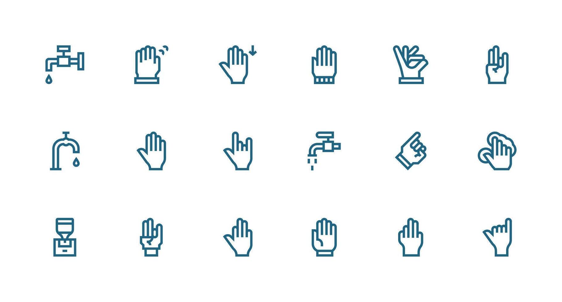 Tap Set with 18 Strong Stroke Line Icons Fully Editable Icon Set for Web vector