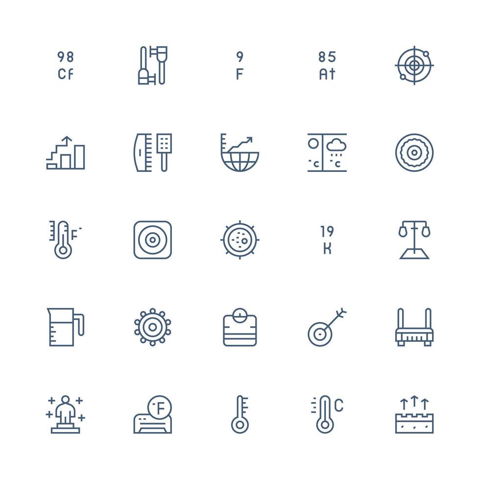 Medium Stroke Outline Icons from Metric Set with 25 Vectors Minimal Icon Pack