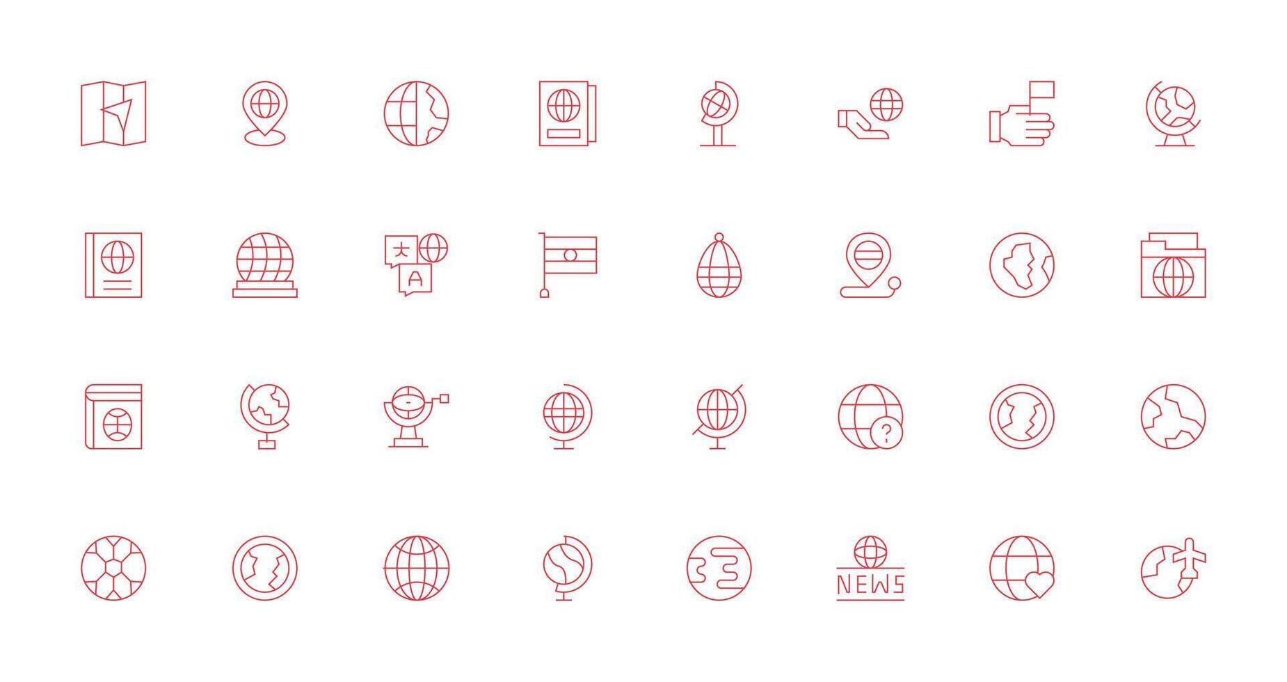 Thin Line Icons from World Set with 32 Vectors Complete Icon Bundle for Web Design