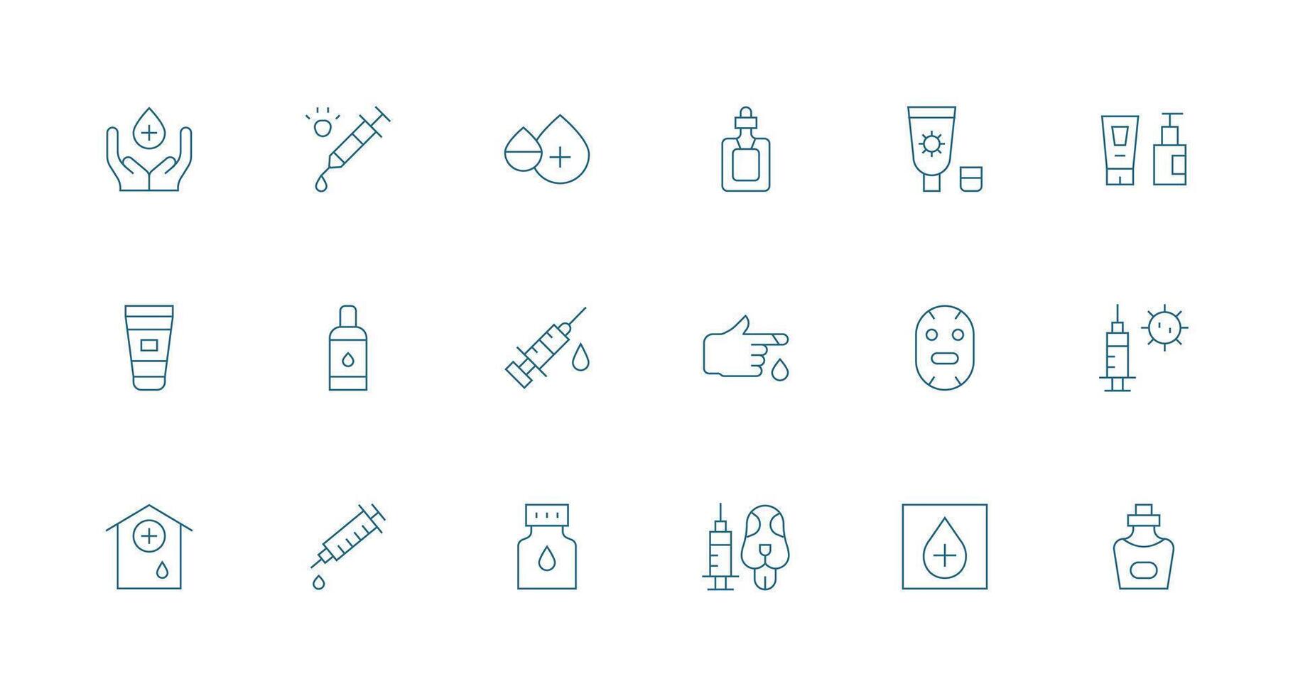 Serum Visual Pack containing 18 Minimal Line Icons Multi-Purpose Icon Pack for Templates vector