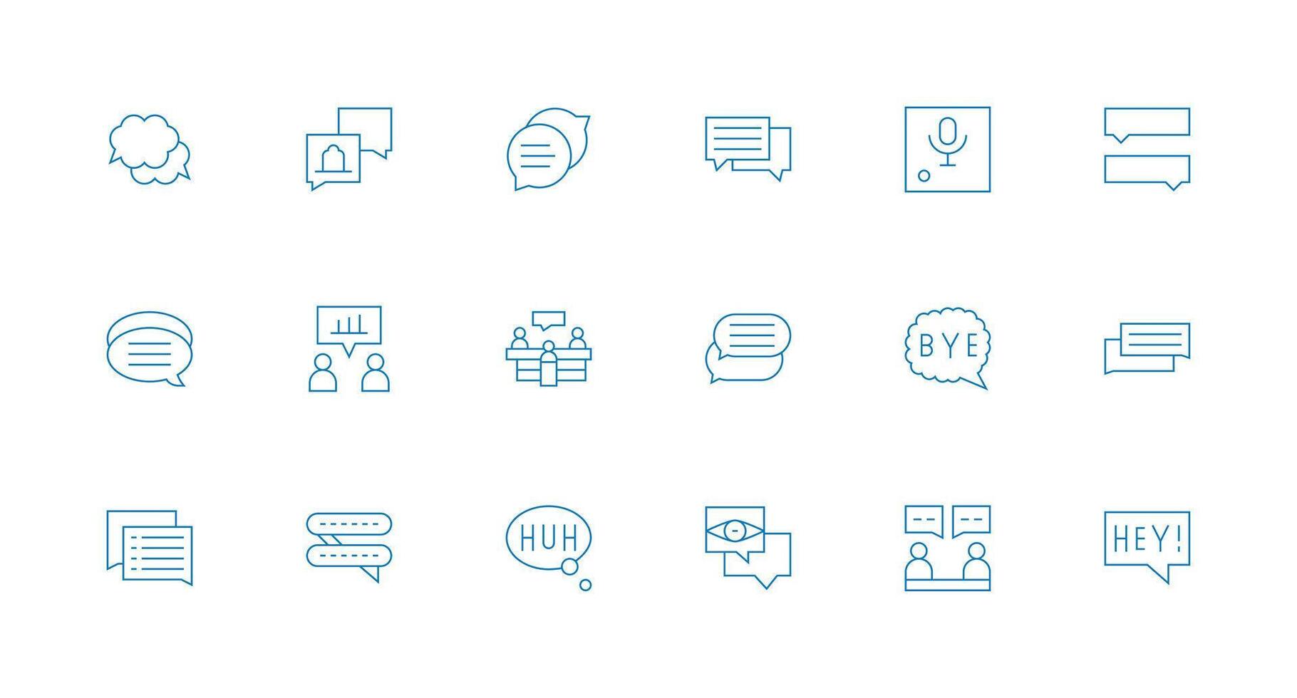 conversacion icono conjunto con 18 mínimo línea gráficos moderno icono conjunto vector