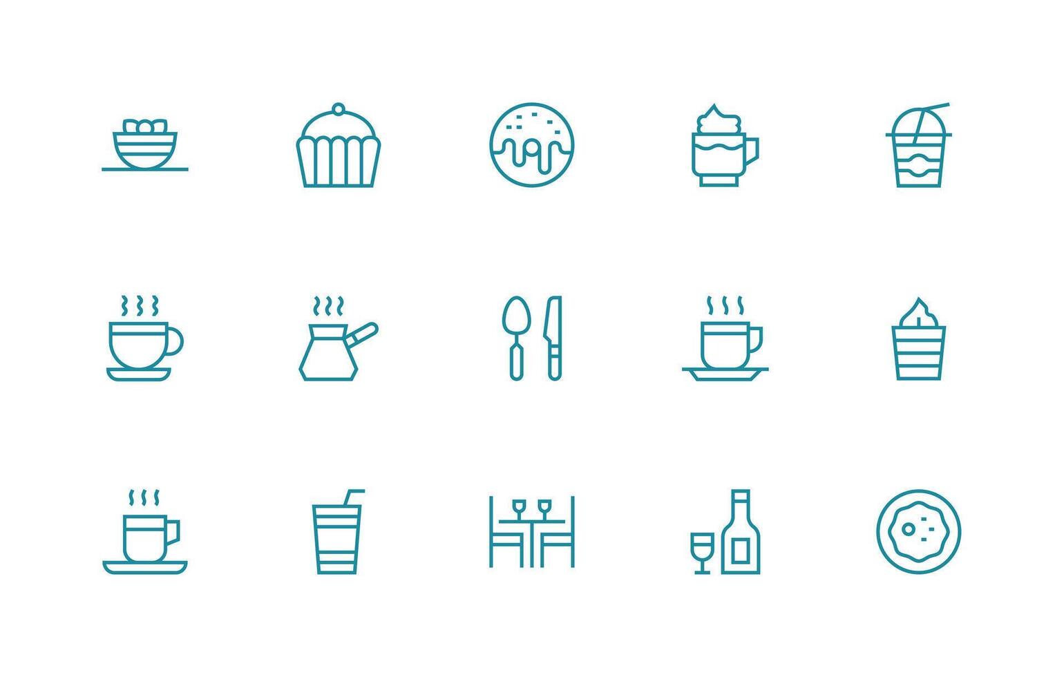 15 Regular Line Style Icons from Cafe Icon Collection Icons Built for Visual Consistency Pack vector