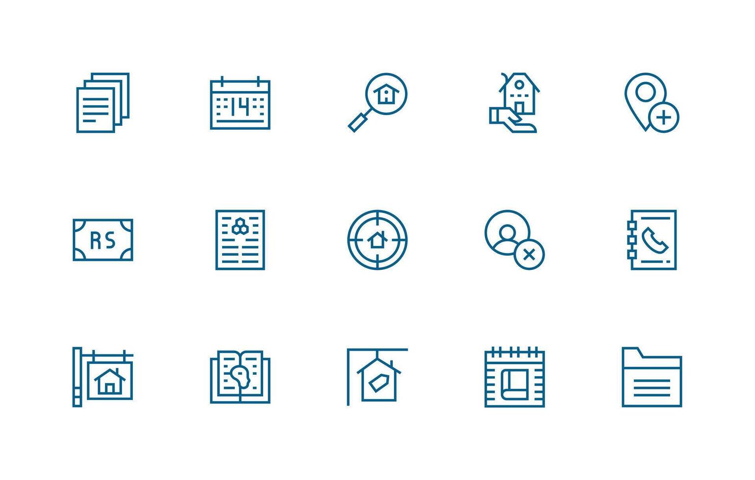 Listing Set with 15 Regular Line Icons Scalable Icons for All Themes vector