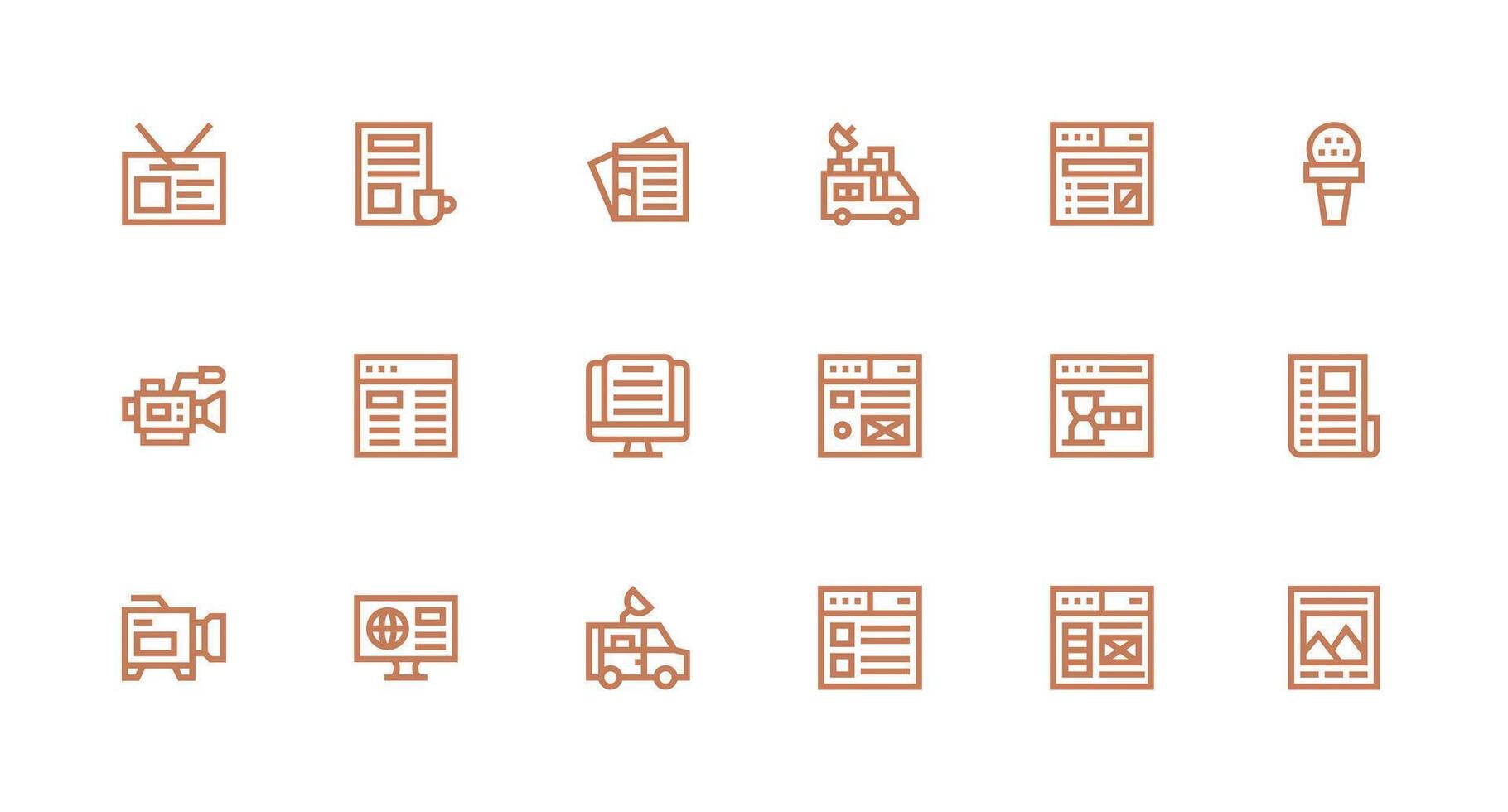 News Icon Collection with 18 Strong Stroke Line Designs Flexible Icon System for Web Interfaces vector