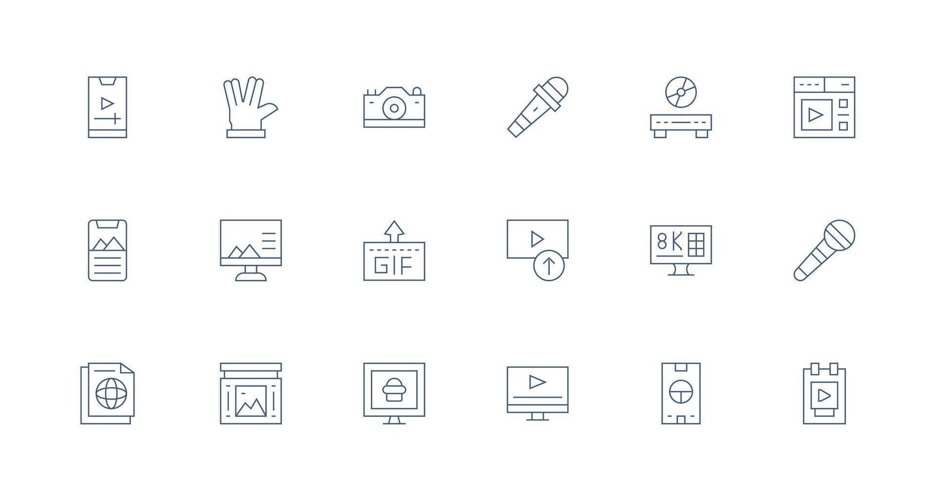 Minimal Line Icons from Multimedia Set with 18 Vectors Neutral Style Icons for Any Project