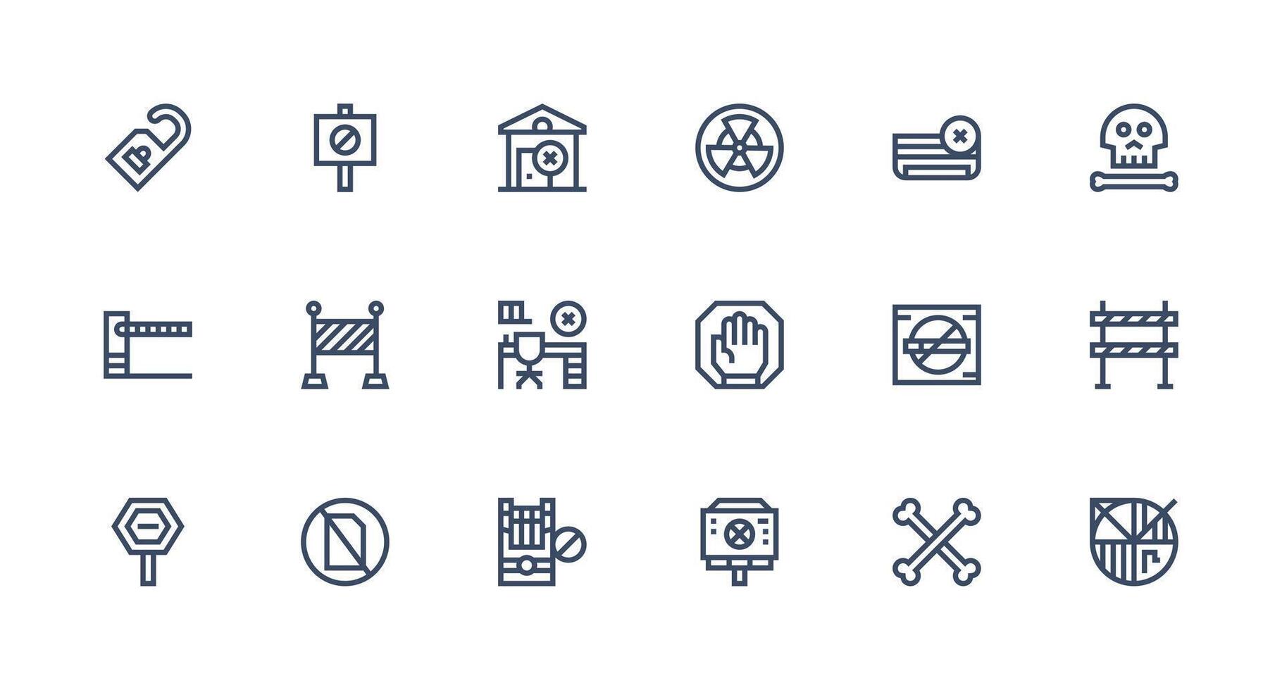 Do Not Enter featuring 18 Icons in Strong Stroke Line Design Functional Icon Series vector