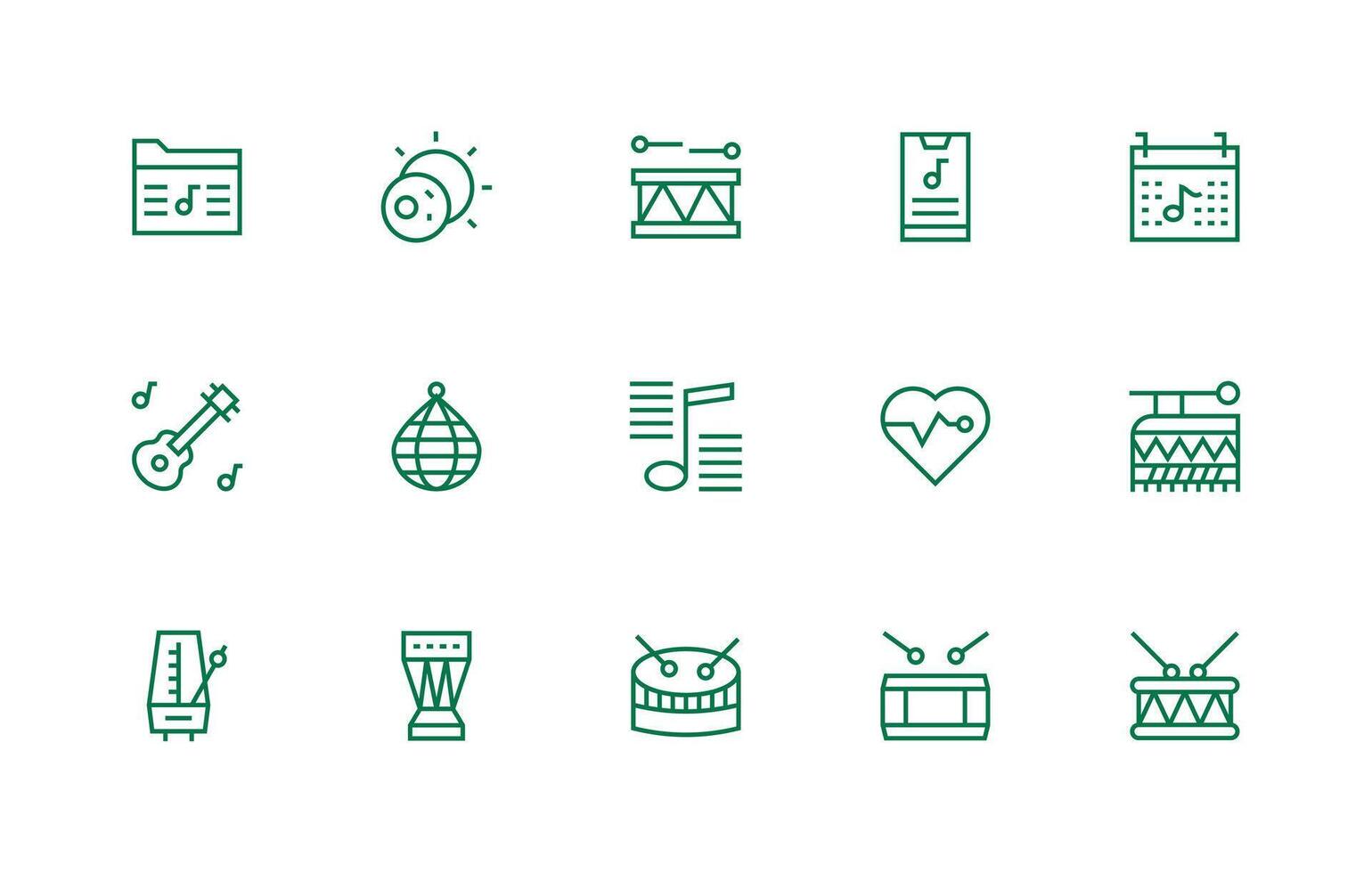 15 Rhythm Icons in Regular Line Aesthetic All Device Compatible Icon Set vector