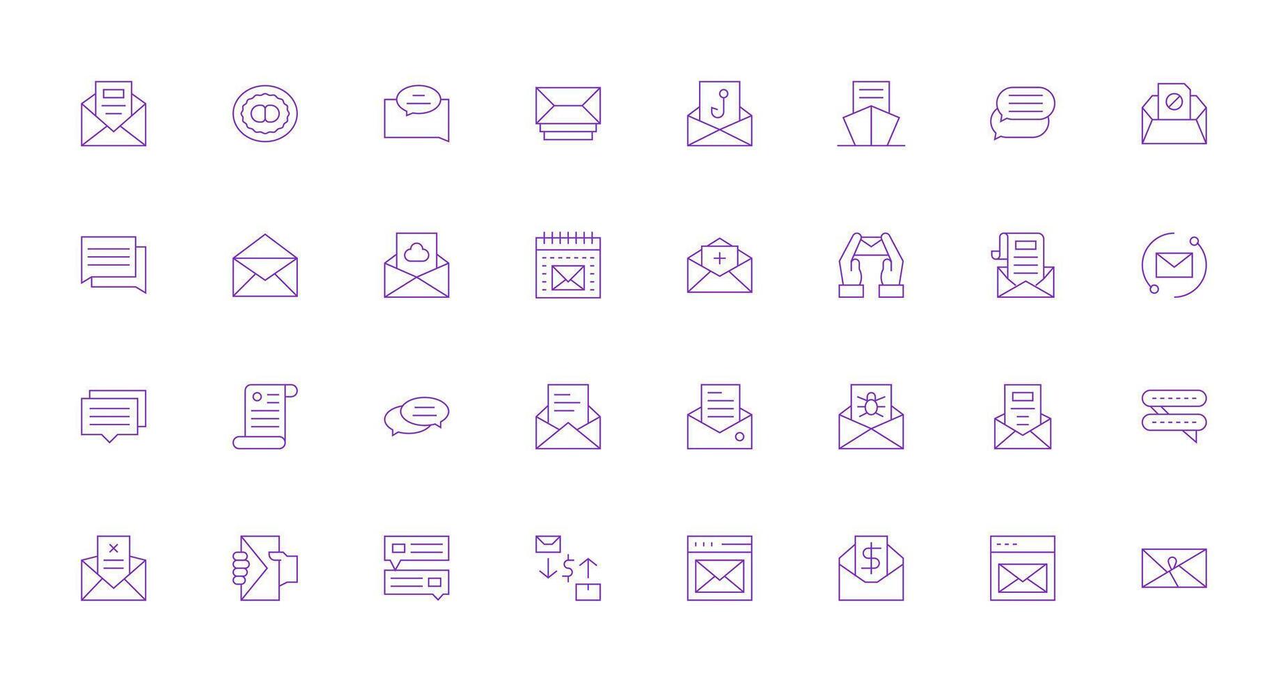 Email featuring 32 Icons in Thin Line Design Sharp Icons for Presentations vector