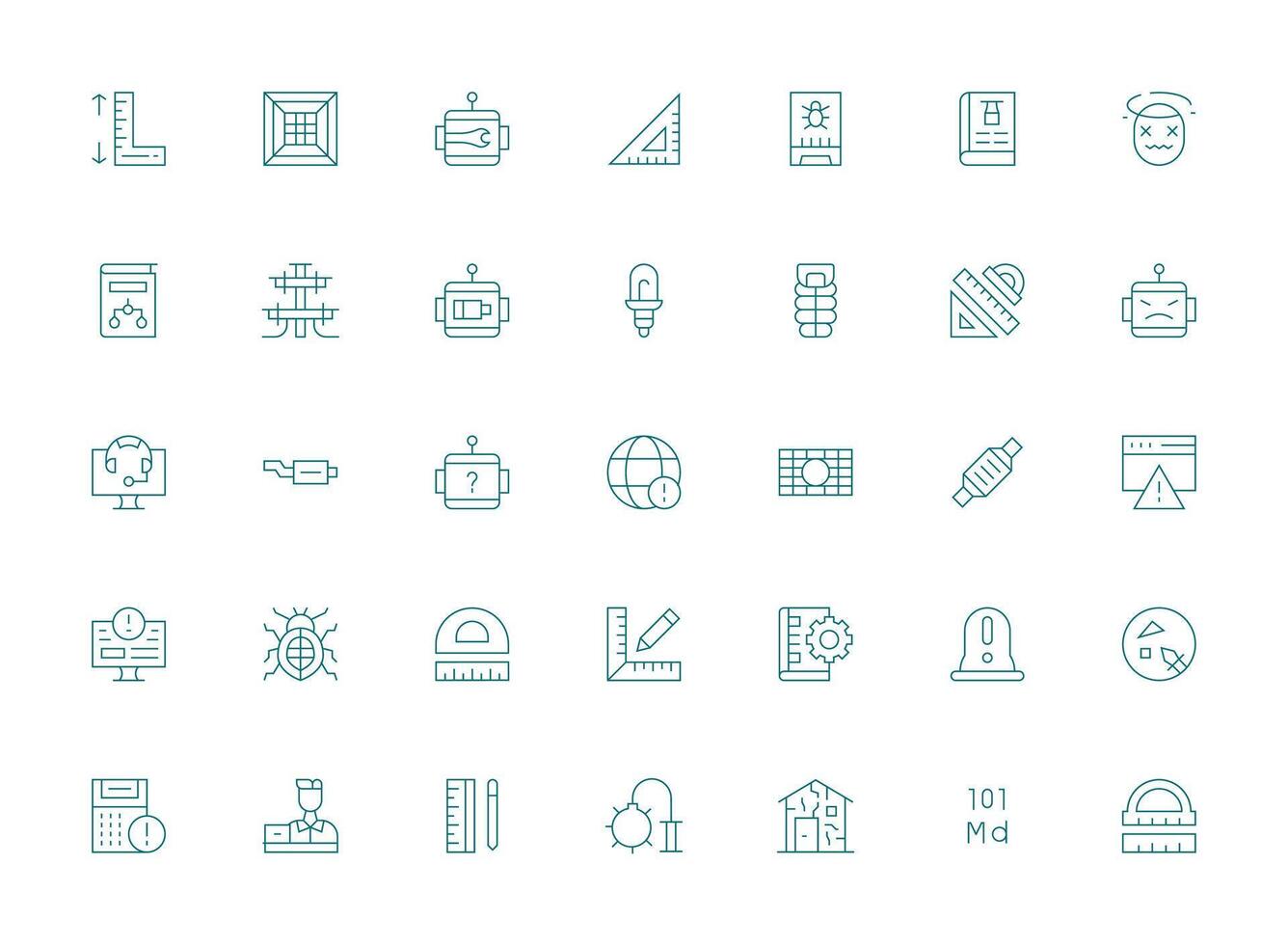 Technical Icon Collection with 35 Light Line Designs Reusable Icon Set vector