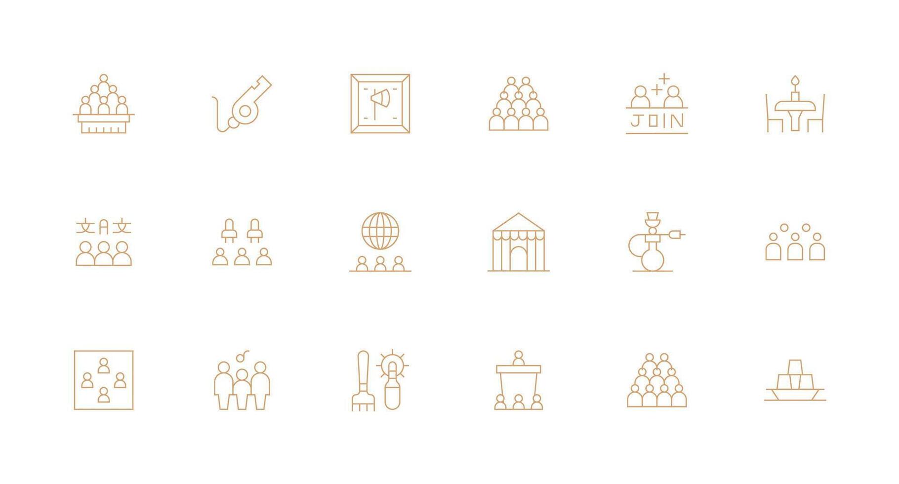 18 Icons for Gathering in Minimal Line Format Reusable Icon Set vector
