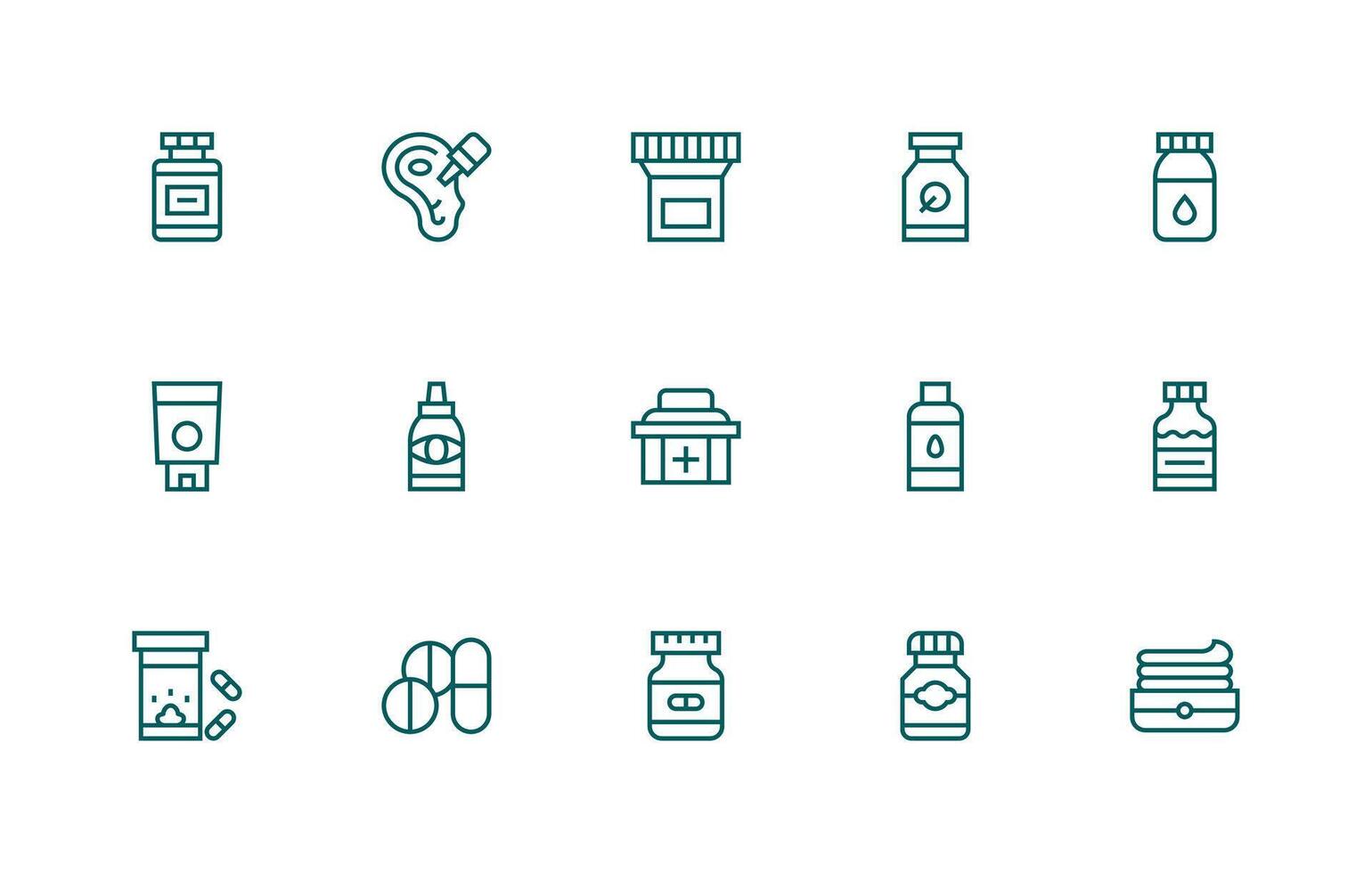 Ointment Design Icons featuring 15 in Regular Line Style Multi-Purpose Icon Set vector