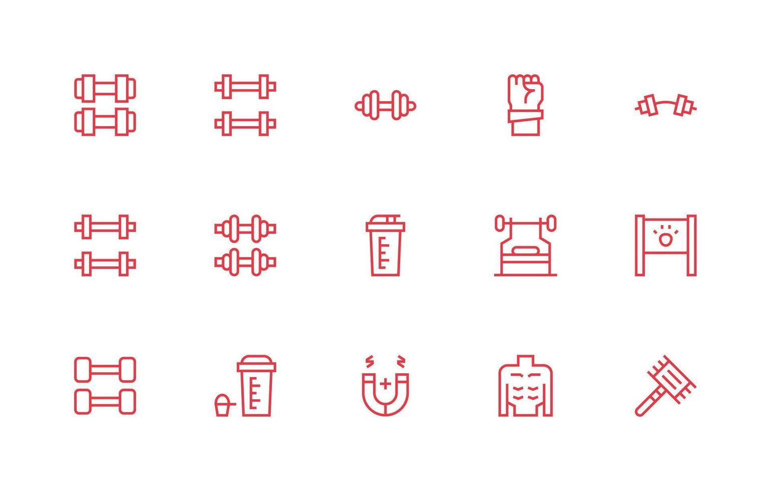 Muscle Set with 15 Regular Line Icons Neutral Style Icons for Any Project vector