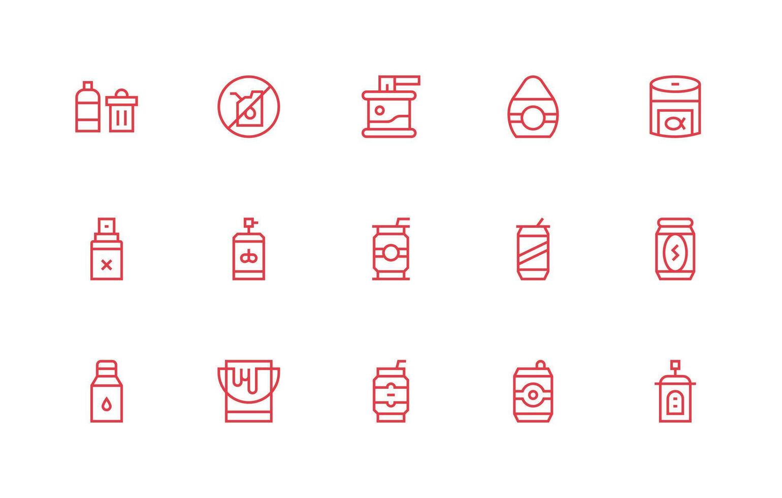 Can Icon Collection with 15 Regular Line Designs Icon Set for Web vector