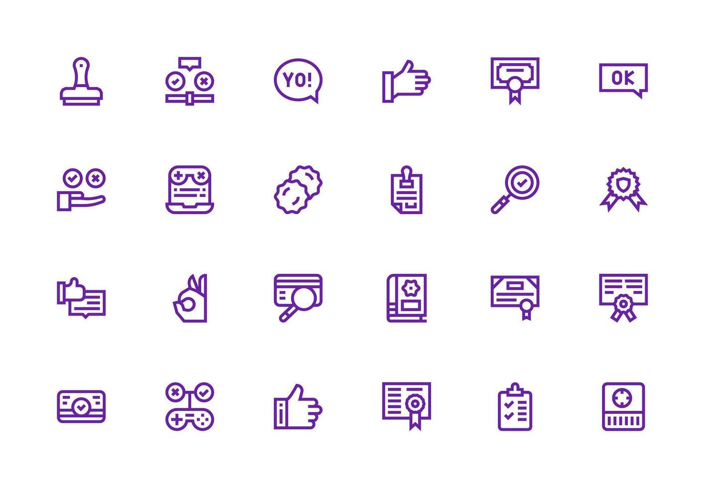 Validation Design Icons featuring 24 in Thick Line Line Style Essential Icon Collection vector