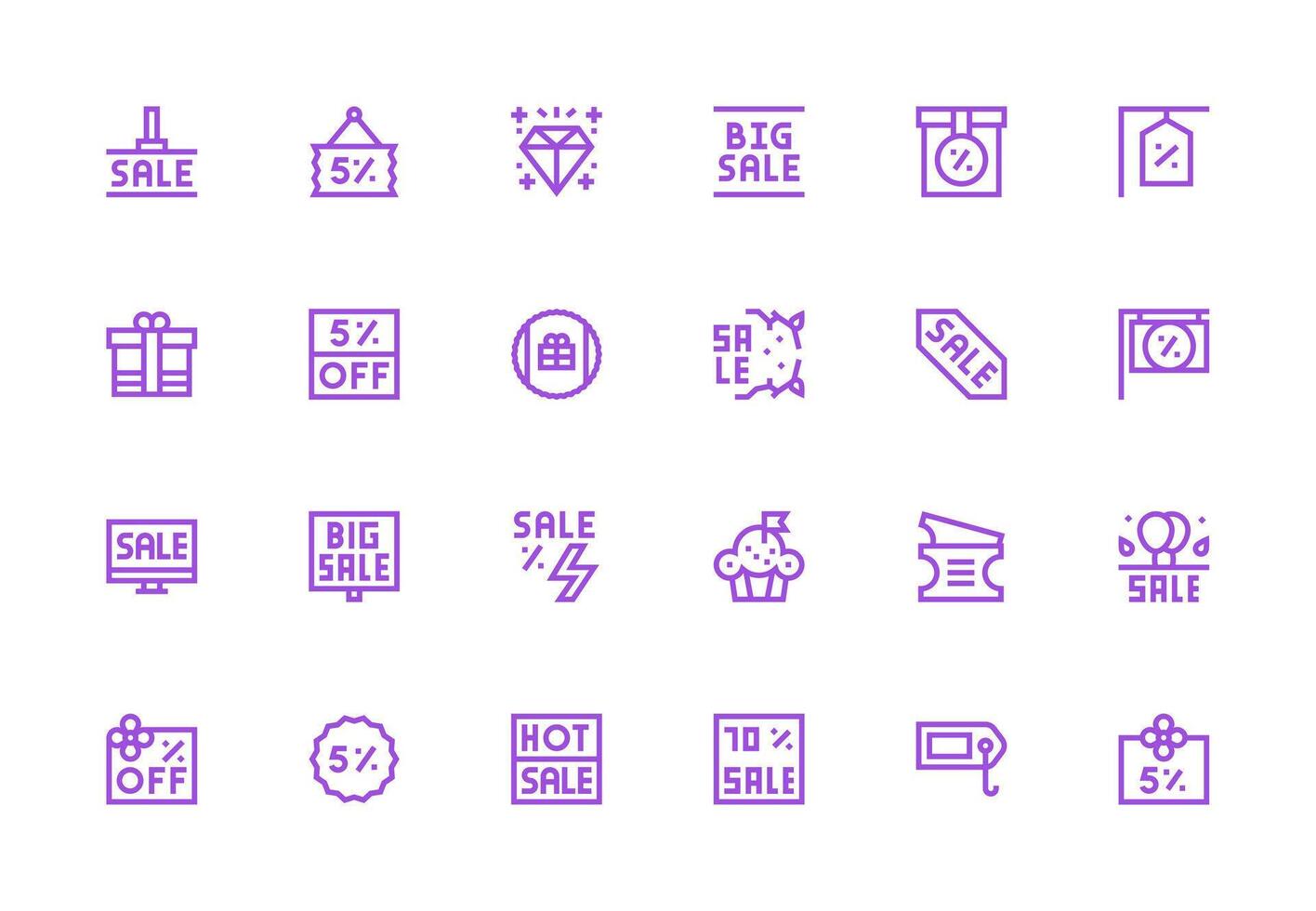 Special Offer Set with 24 Thick Line Line Icons Scalable Icons for Cross-Platform Interfaces vector