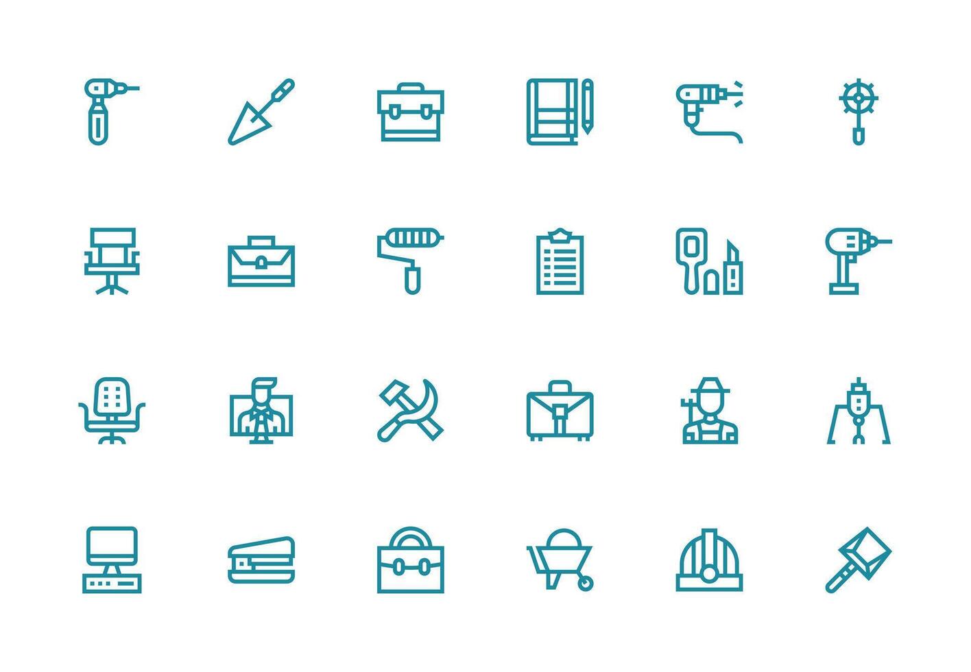 Work Design Icons featuring 24 in Thick Line Line Style Core Icon Collection for Daily Tasks vector