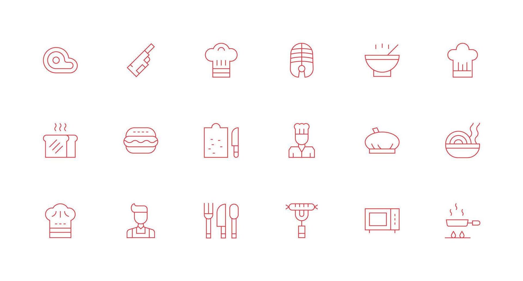 18 Minimal Line Icons for Cook Graphics Organized Glyph Icons for Fast Design vector