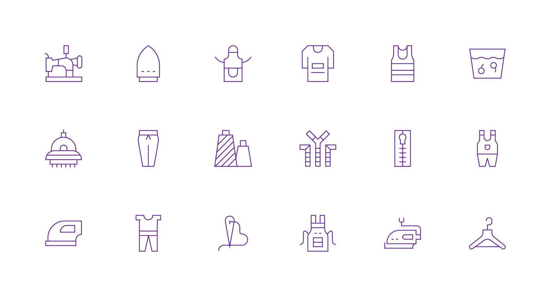 Garment Icon Set with 18 Minimal Line Graphics Smart Icon Collection vector