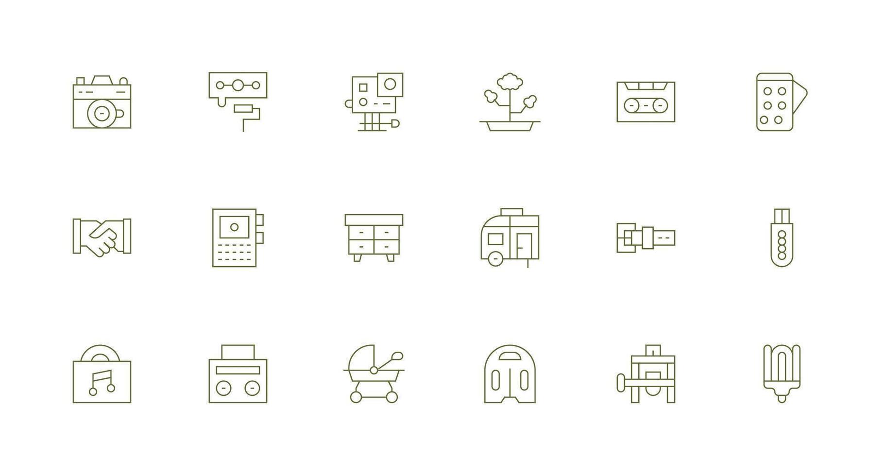 Minimal Line Style Compact Icons with 18 Vectors Clean Icon Collection for Web Use