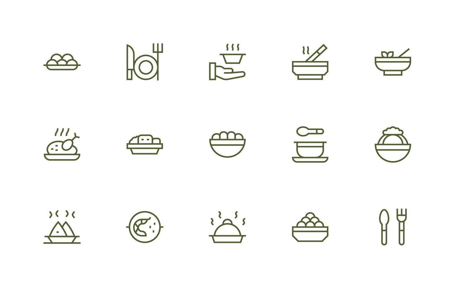 15 Icons for Plate in Regular Line Format Glyph Icon Series vector