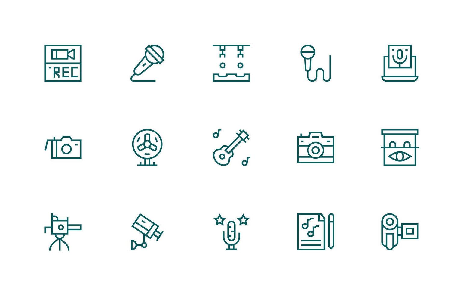 Recording featuring 15 Icons in Regular Line Design Neutral Style Icons for Any Project vector