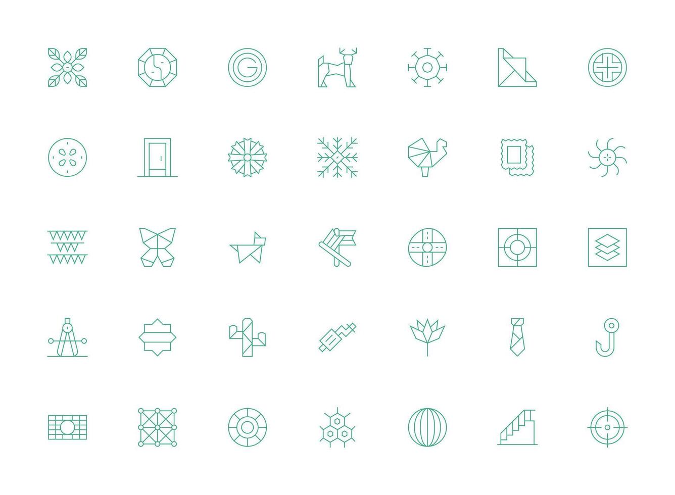 Geometric featuring 35 Icons in Light Line Design Simplified Icon Pack for Visual Tools vector