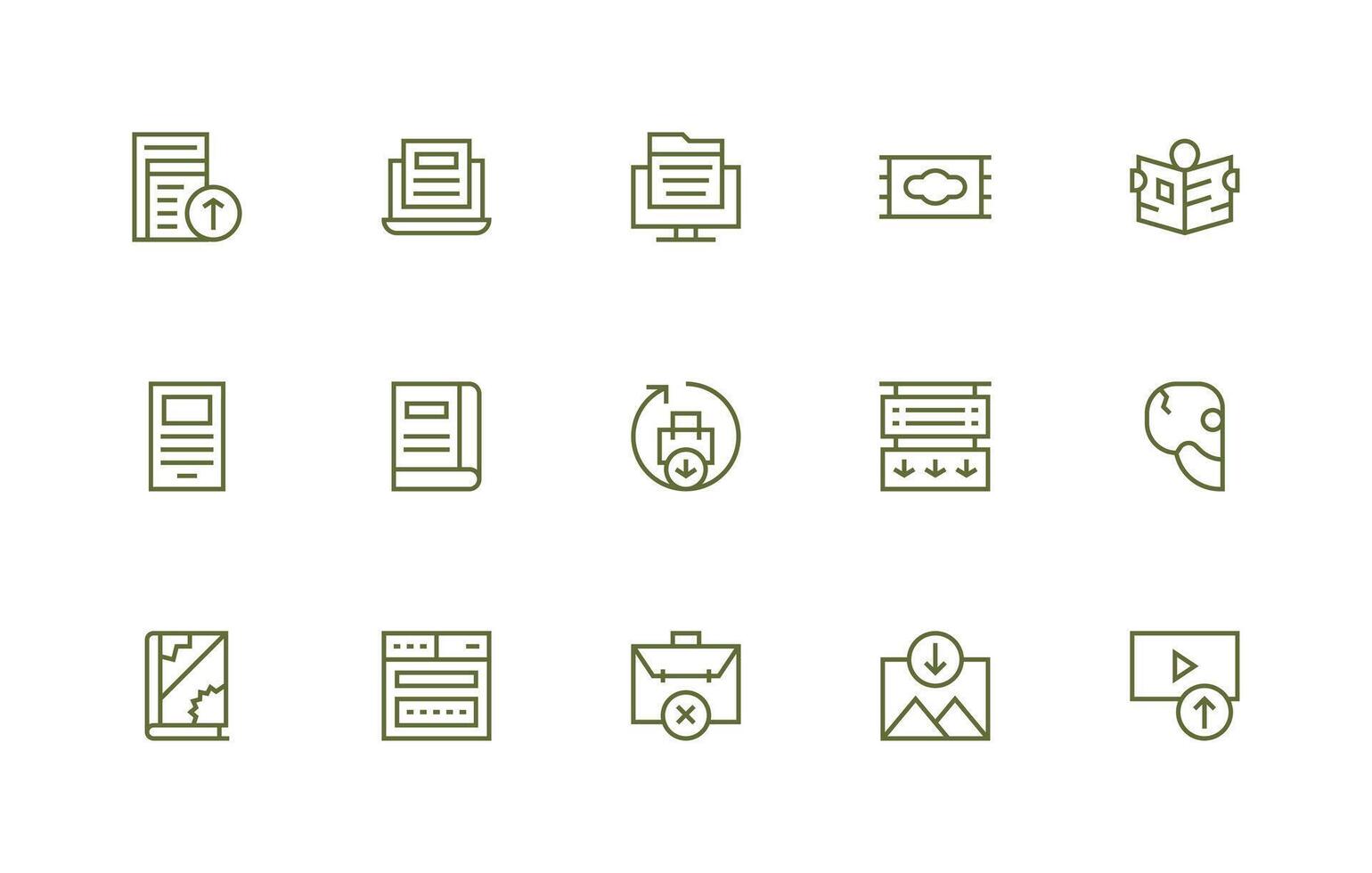 Digital File Icon Collection with 15 Regular Line Designs Design Ready Icon Set for Teams vector