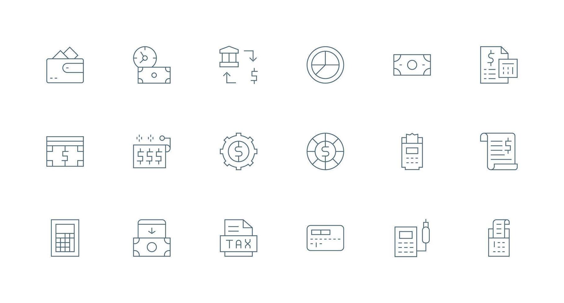 Accounting Icon Set with 18 Minimal Line Graphics Universal Icon Pack vector