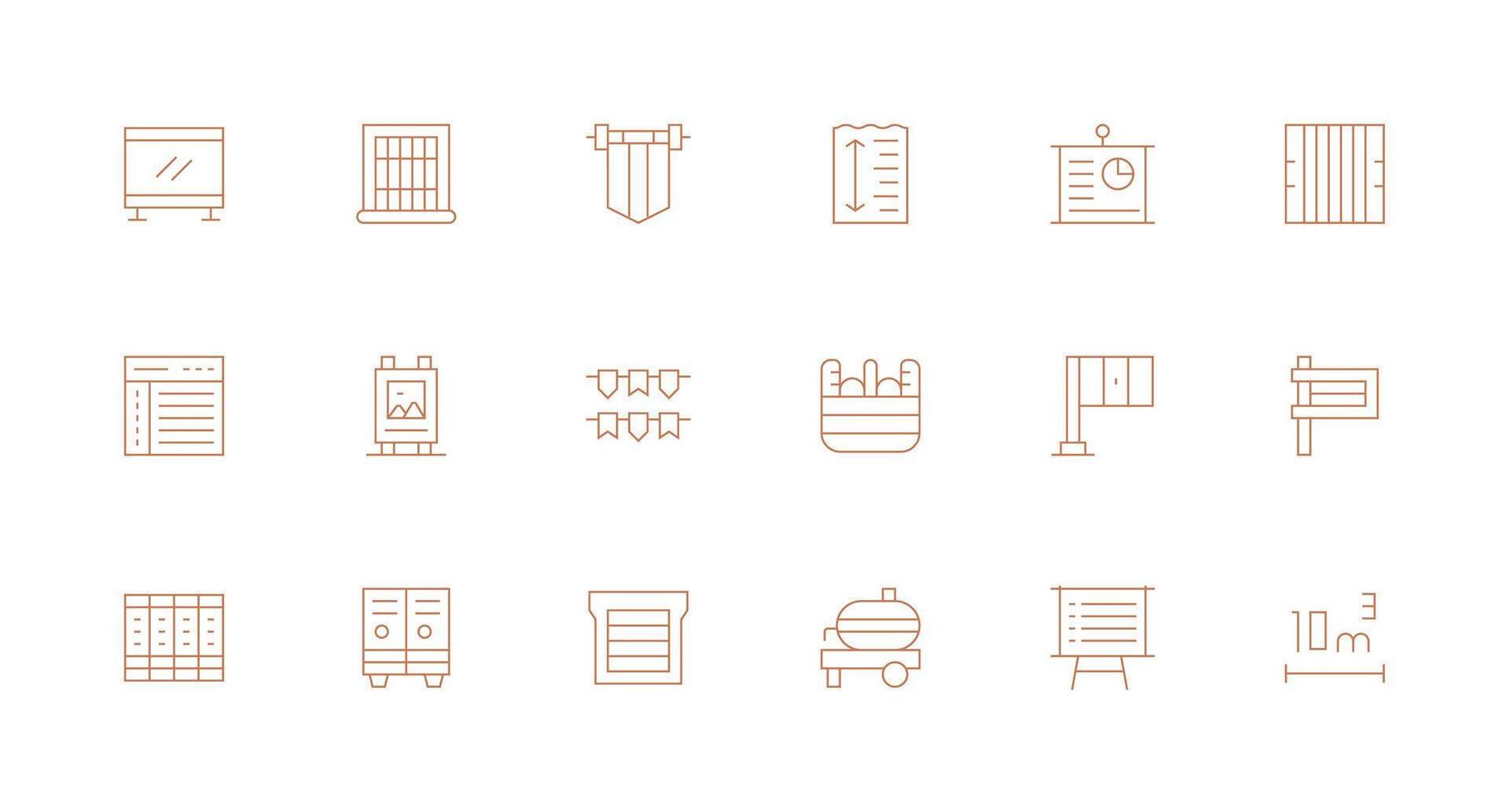Minimal Line Icons from Horizontal Set with 18 Vectors Icon Collection Set