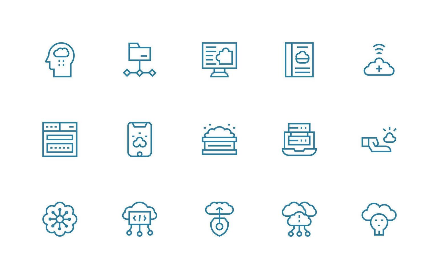 Cloud Computing Set with 15 Regular Line Icons Pixel Perfect Icon Set vector